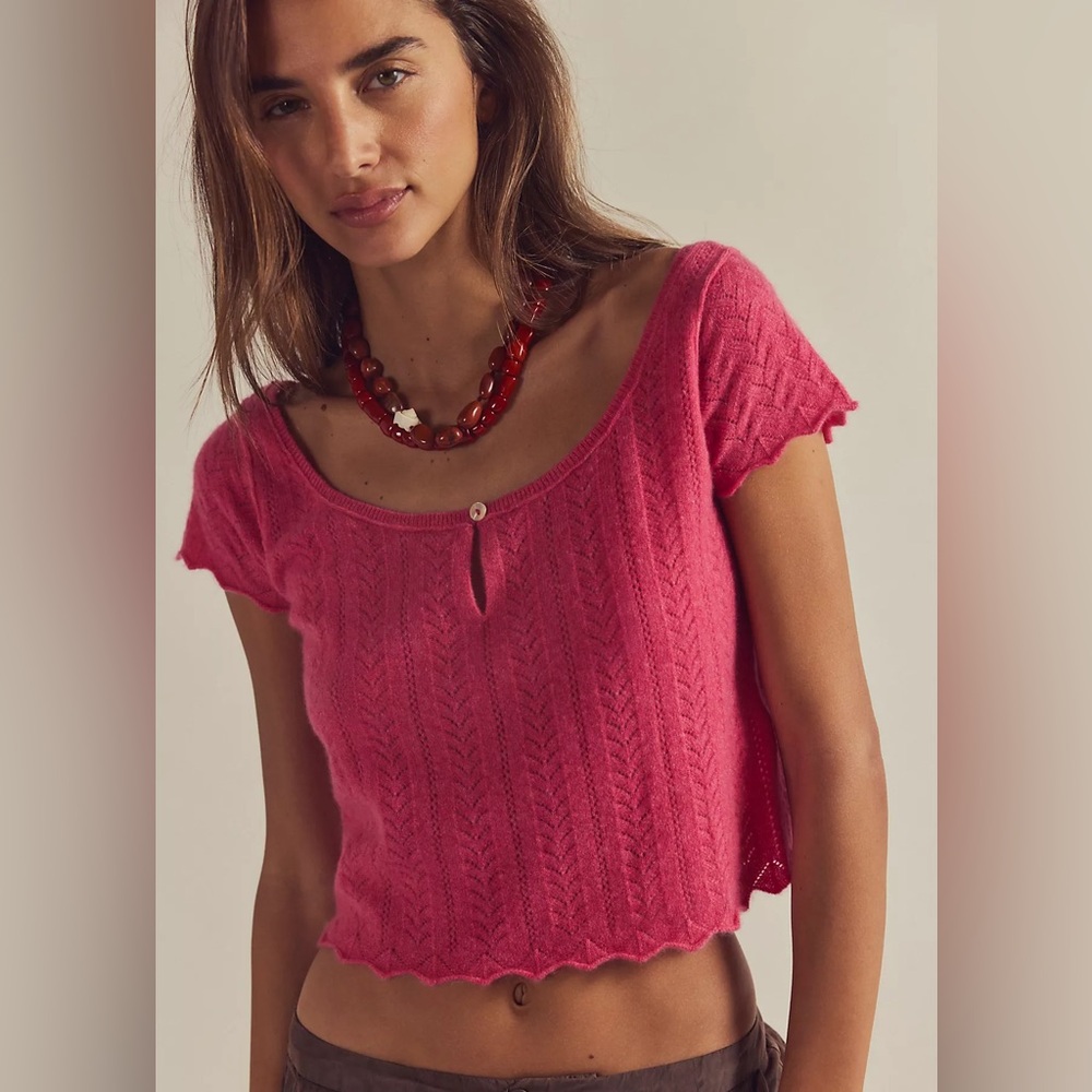 Free People- Hera Cashmere Pointelle Sweater in Calypso